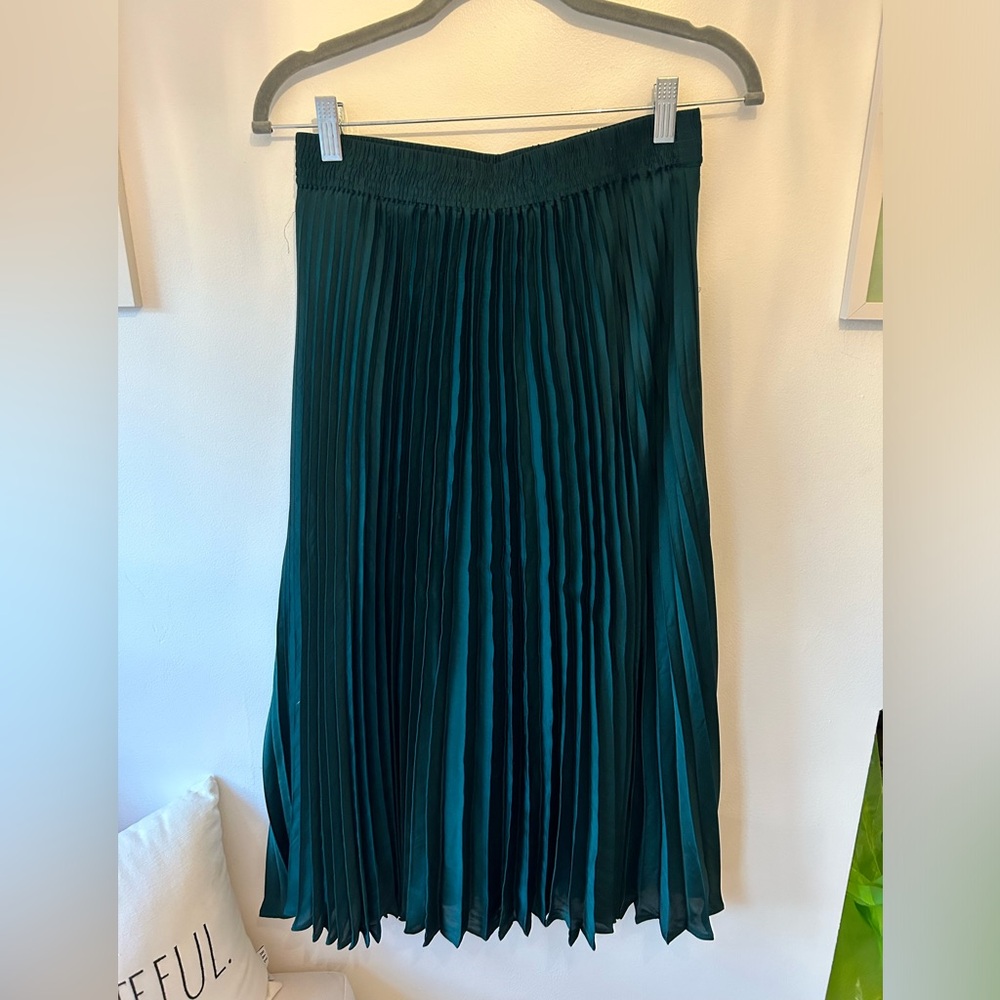 Banana Republic Teal Pleated Midi Skirt